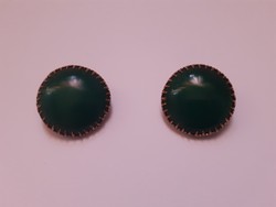  Réz art deco fülklipsz zöld színű ásvány kővel