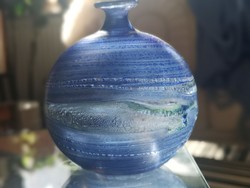 Fújt kobalt kék gömb váza, olasz
