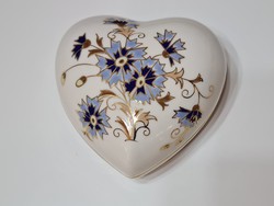 Zsolnay Búzavirág mintás Nagy szív alakú bonbonier 