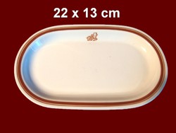 Barna csíkos alföldi porcelán ovális kínáló tálka