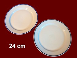 2 db kék csíkos alföldi porcelán nagy lapos tányér