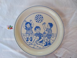 Régi Gránit tányér ritkább, gyerekmintás dekorral 