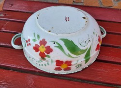 Beautiful floral pattern in Budafok enamel enamel bowl peasant bowl peasant village decoration