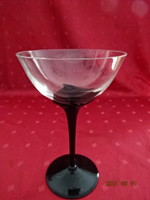Füst színű koktélos pohár, fekete üveg szárral, magassága 18 cm. Vanneki!