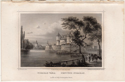 Fogaras vára, acélmetszet 1864, Hunfalvy, Rohbock, eredeti, képekben, Erdély, fogarasi vár, metszet