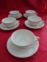 PIRKEN HAMMER német porcelán, antik teáscsésze + alátét, ezüst és piros csíkkal díszítve. Vanneki!
