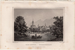 Nagy - Szeben, acélmetszet 1864, Hunfalvy, Rohbock, eredeti, képekben, Erdély, Nagyszeben, metszet