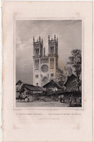 A Fóthi szentegyház, acélmetszet 1860, Hunfalvy, Rohbock, eredeti, Budapest környéke, Fót, templom