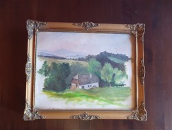 Acrylic painting on canvas with glazed frame 33.5x41.5 cm