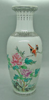 B232 Antik kínai famille rose kézzel festett porcelán váza - hibátlan gyűjtői darab