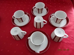 Olasz porcelán - Domestic Castello -, bordó csíkos teáscsésze + alátét. Vanneki!