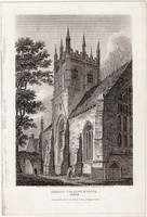 Oxford, Merton College Chapel, acélmetszet 1808, eredeti, metszet, 10 x 15 cm, Anglia, angol