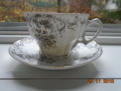 19.sz Birodalmi kézzel számozott dombormintás BAROKK teás csésze alátéttel