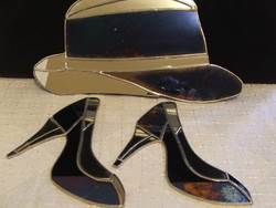 Tiffany vintage kalap,cipő falidísz