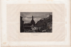 Salzburg, acélmetszet 1837, eredeti, kis méret, 8 x 13 cm, német, Ausztria, osztrák, temető