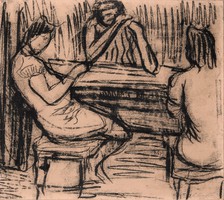 Schnitzler János (1908-1944): Asztalnál, 1935 - egyedi grafika