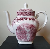 Old England angol jelenetes bordó porcelán kancsó kanna