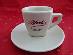 Német porcelán kávéscsésze + alátét, Alfredo espresso felirattal. Vanneki!