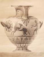 Antik görög váza - egyedi tusfestmény, 1900 körül