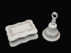 Elizabethan, angol porcelán csengettyű és ékszeres doboz együtt