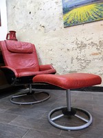 Scandinavian retro / design swivel armchair and footrest