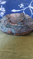 Római jelenetes tömör bronz tál