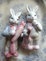 2 db porcelán nyuszika - húsvéti dekoráció 