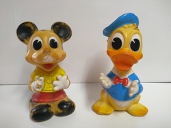 Jelzett Walt Disney Mickey & Donald kacsa figura - retro gumijáték,