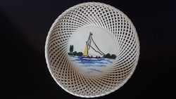 Rare Bodrogkeresztúr ceramic bowl with Balaton, 19.5 cm