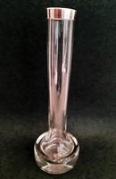 Ezüst (Ag .925) peremű modern egyszálas üveg váza