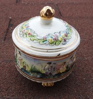 Capodimonte embossed scene baroque bonbonier - sugar bowl