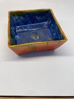 Jelzett Hollósi kerámia ikebana szögletes tál