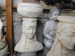 Ritka Szép Rusztikus  Női virágtartó kaspó  kő Fáraó szobor Kültéri Fagyálló MűKő