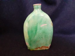 19. századi butella, népi cserép, alföldi asszonybutella, zöld mázas