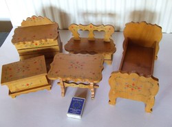 Régi játék baba bútor garnitúra, bababútor, babaház kiegészítő-5 db egyben