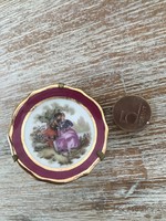Antik mini francia porcelán tál romantikus jelenettel
