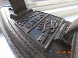 19.sz SALTER Viktoriánus SILVESTER'S PATENT angol szabadalmazott öntöttvas vasaló