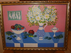 Böhm Lipót POLDI : Virágcsendélet (50 cm x 70 cm)