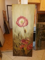 50x150 cm, virágcsendélet, falra kész festmény vászonra, feszítőkereten, kiváló állapotban, lakásból