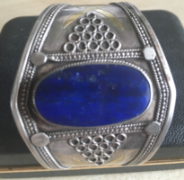 Ethnic bracelet with lapis lazuli stone, silver-Pakistan-