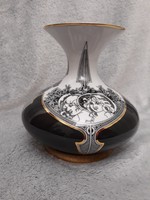 Hollóházi, jelzett Jurcsák László porcelán váza 15cm