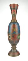 1D514 Színes festett sérült indiai réz váza 39.5 cm