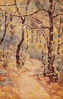 Erdei út - klasszikus régi akvarell