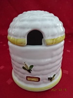 Városlődi porcelán cukortartó, kézzel festett méhkaptár, magassága 9,5 cm. Vanneki!