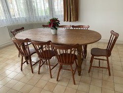Masszív tiszta tölgyfa étkezőasztal székekkel