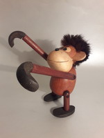 Vintage teak fa majom figura Dán design