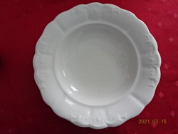 Zsolnay porcelán, antik, pajzspecsétes, fehér mélytányér, átmérője 24 cm. Vanneki!