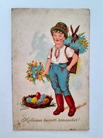 Régi húsvéti képeslap 1940 népviseletes rajzos levelezőlap