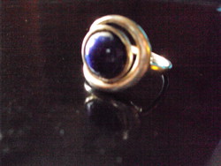 Ezüst gyűrű pirites lapis lazulival  fejrész 1,5 cm!   Turbános foglalatban