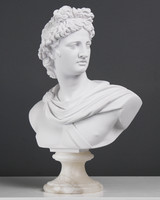 Apollo Mellszobor (Fehér Márvány) - Férfi Büszt - Görög Isten Szobor / 32 cm